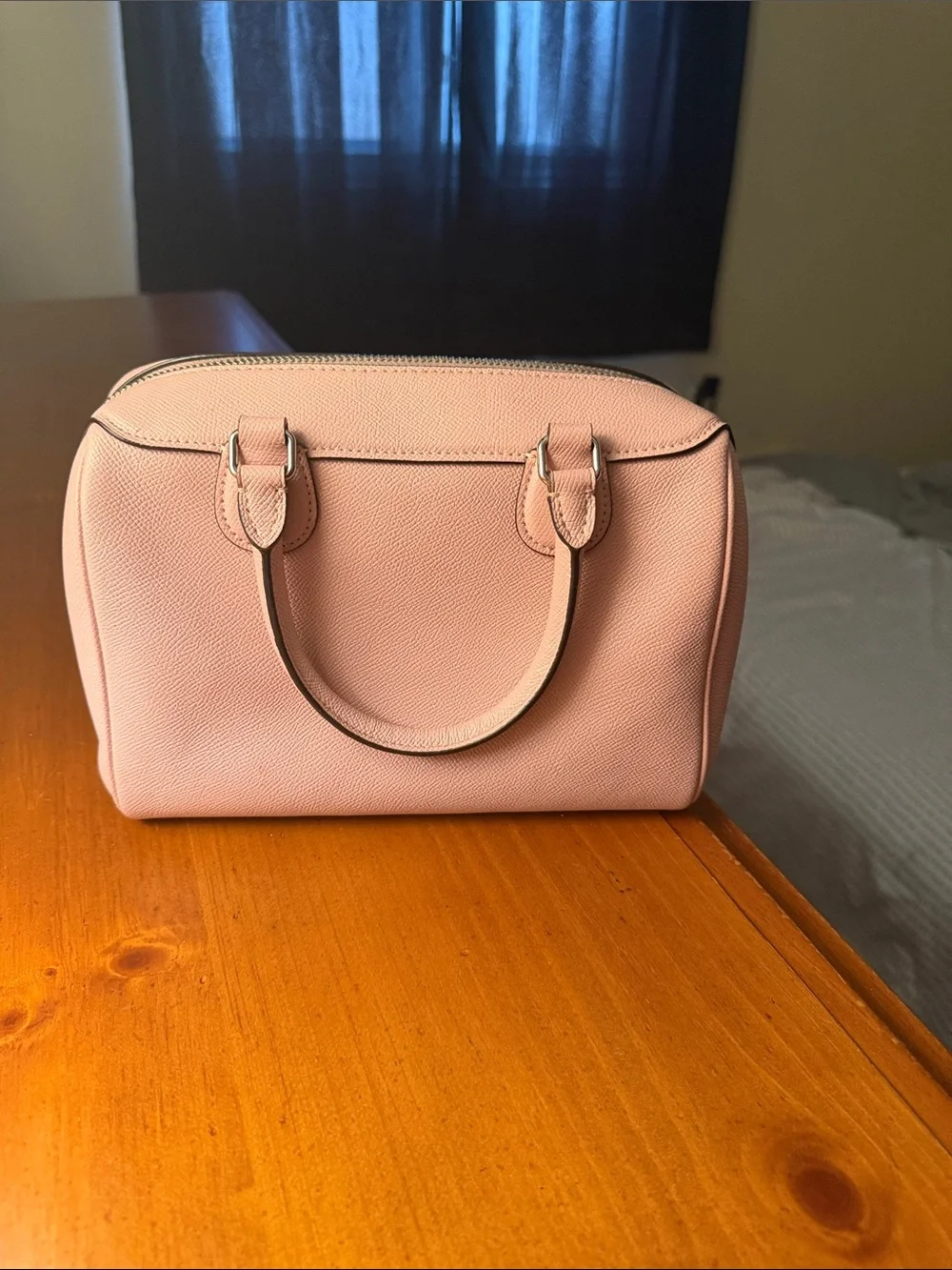 Coach Pebbled Leather Satchel in Blush Pink